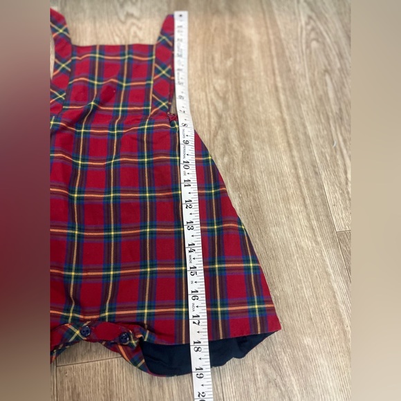 Sophie and Lucas Red plaid tartan overall romper holiday 4t - Picture 5 of 5